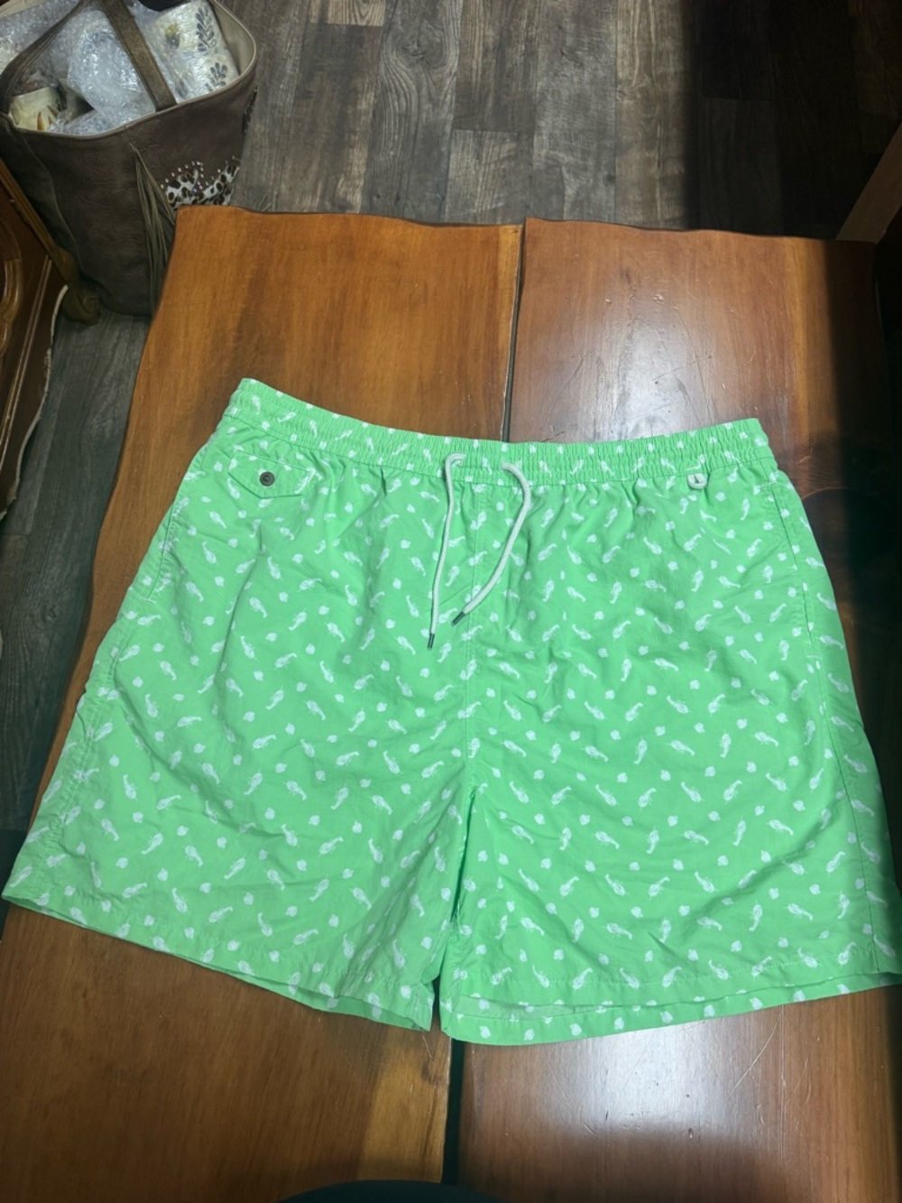 Polo by Ralph Lauren Green Pineapple Print Swim Trunks - Picture 2 of 3